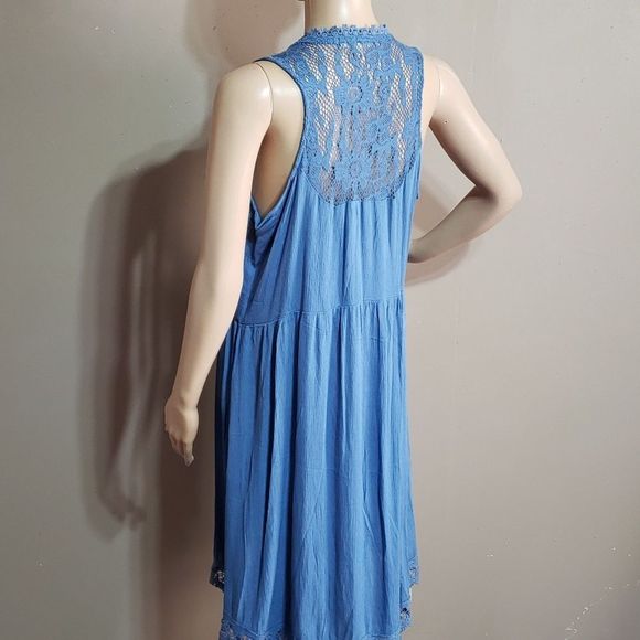 Indigo Thread Co lace upper bodice and bottom 2 inch blue polyester wrap, sz M - Picture 4 of 7